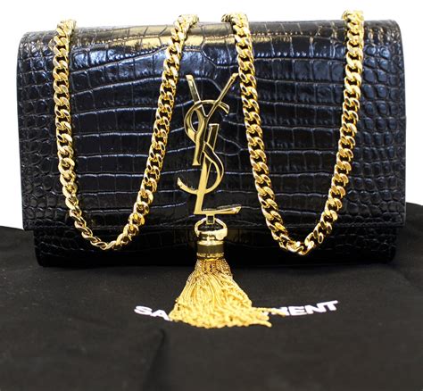 small black ysl bag with gold chain|YSL black purse gold chain.